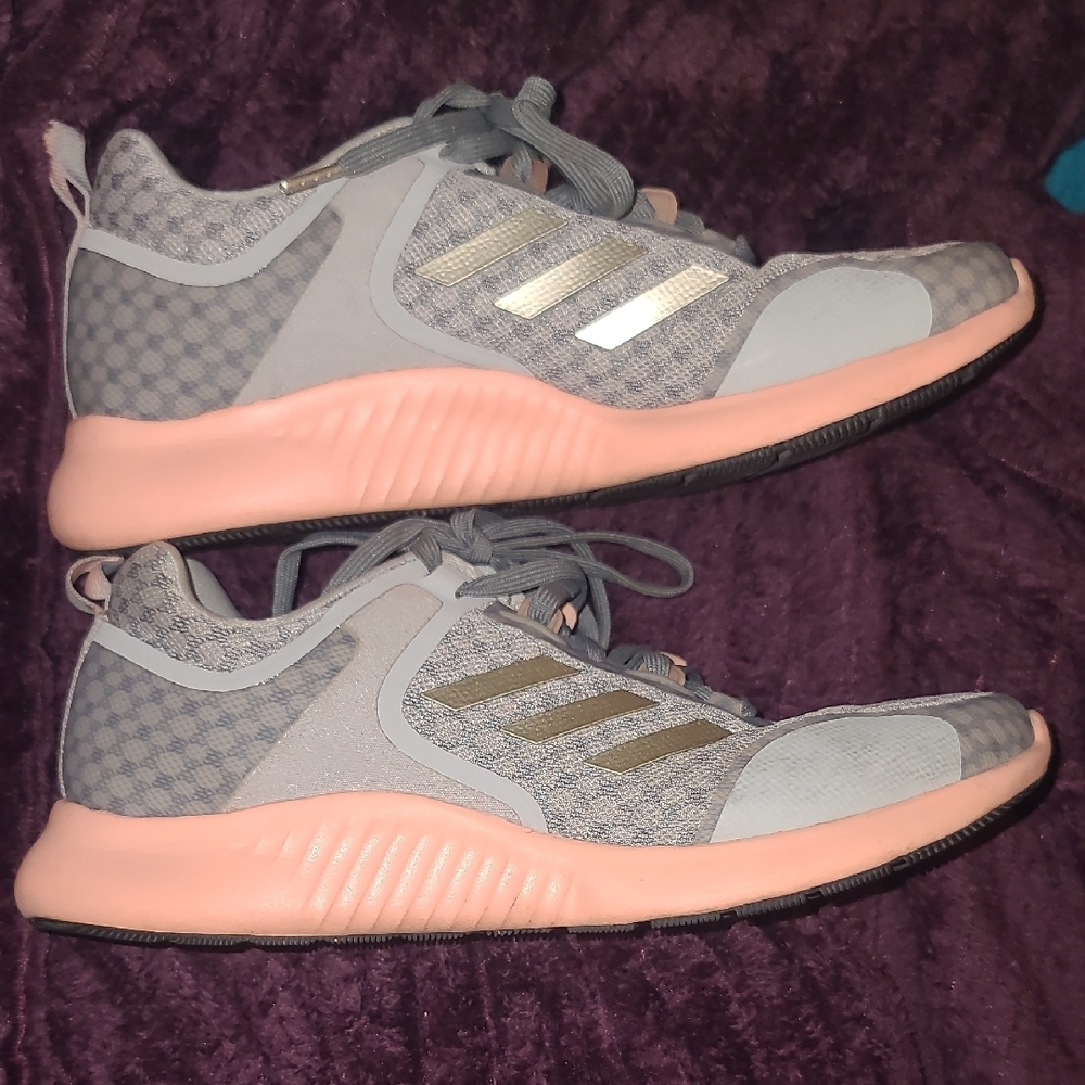Adidas Women's Gray and Peach Sneakers